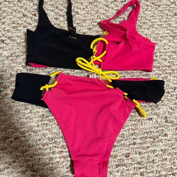 Agent Provocateur Jojo Pink Colorblock Bikini- Size 2/3 Small - Picture 12 of 13